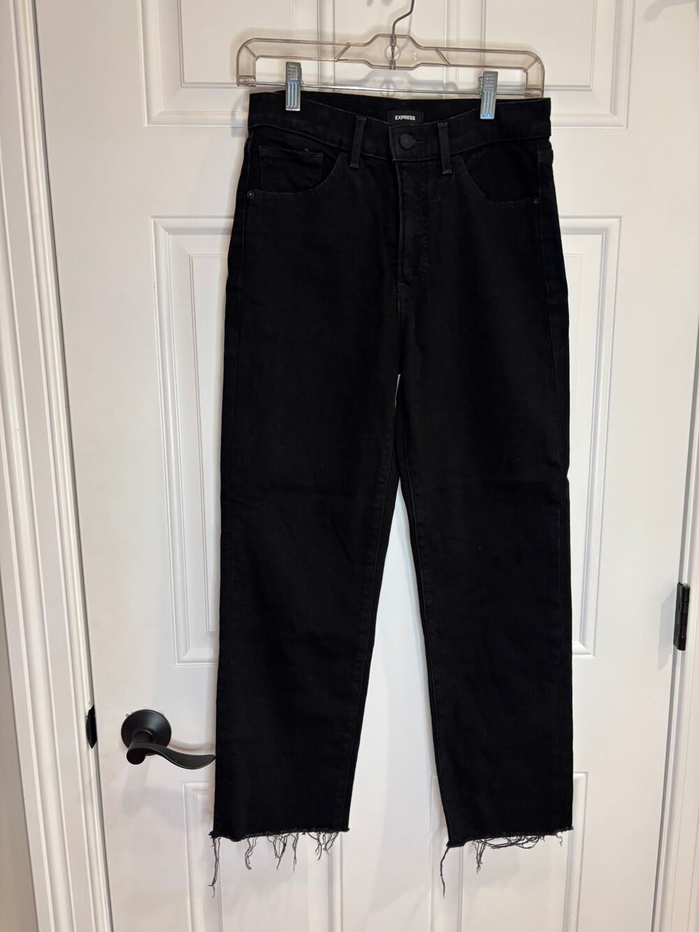 Express Black High-Rise Straight-Leg Jeans – Size 4R